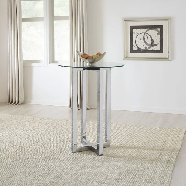 Round Bar Table In Glass or Carrara Marble Top