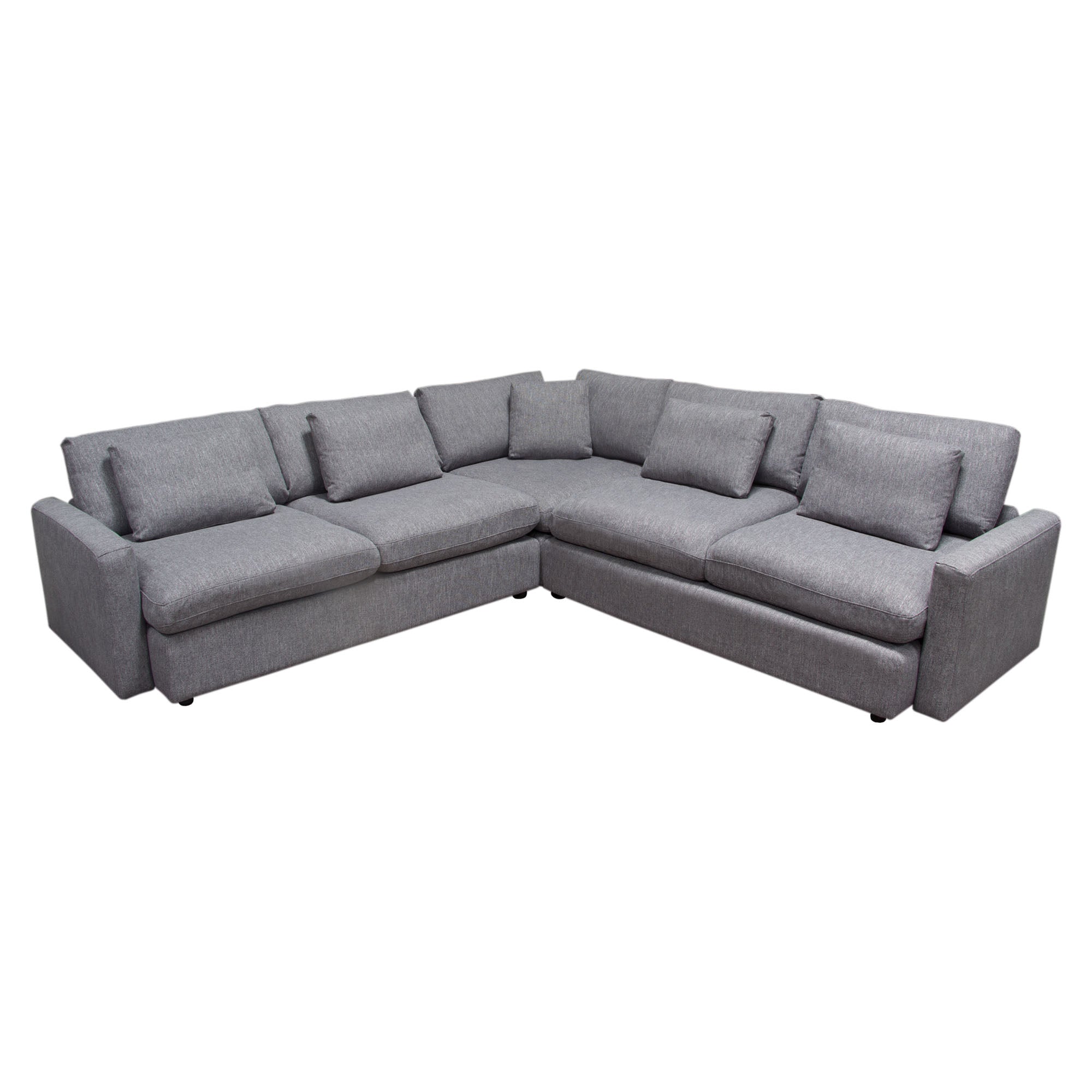 Gray 3-piece corner sectional in L-shape configuration