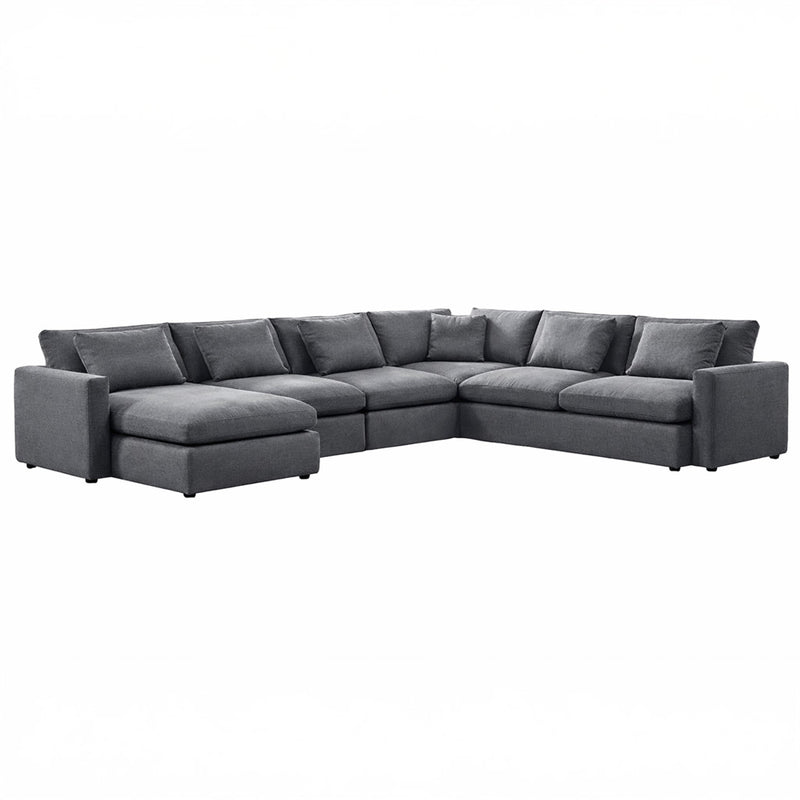 Gray 5-piece modular sectional in U-shape configuration