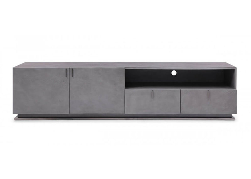 Gray Crackle Lacquer Finish TV Stand