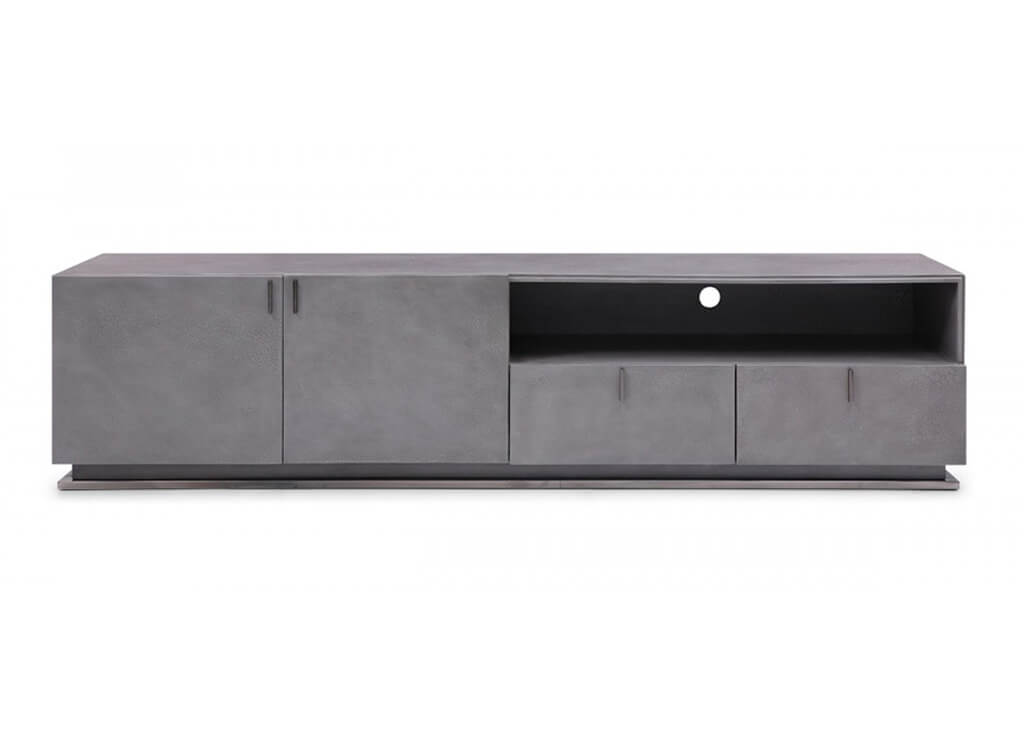 Gray Crackle Lacquer Finish TV Stand