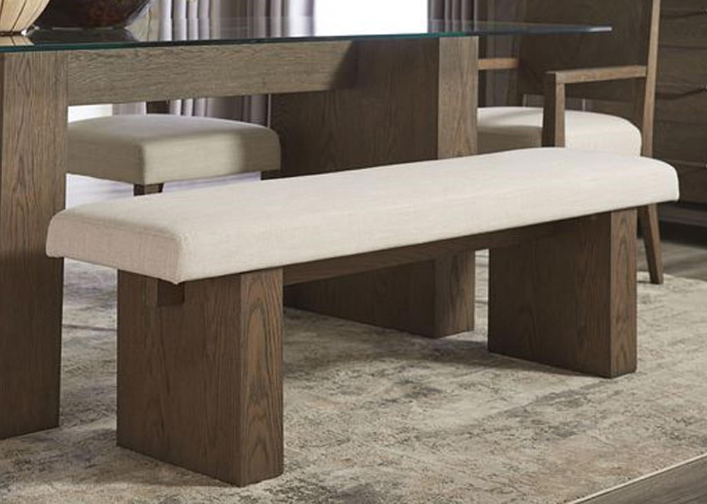 Brunette Oak & Beige Linen Fabric Dining Set