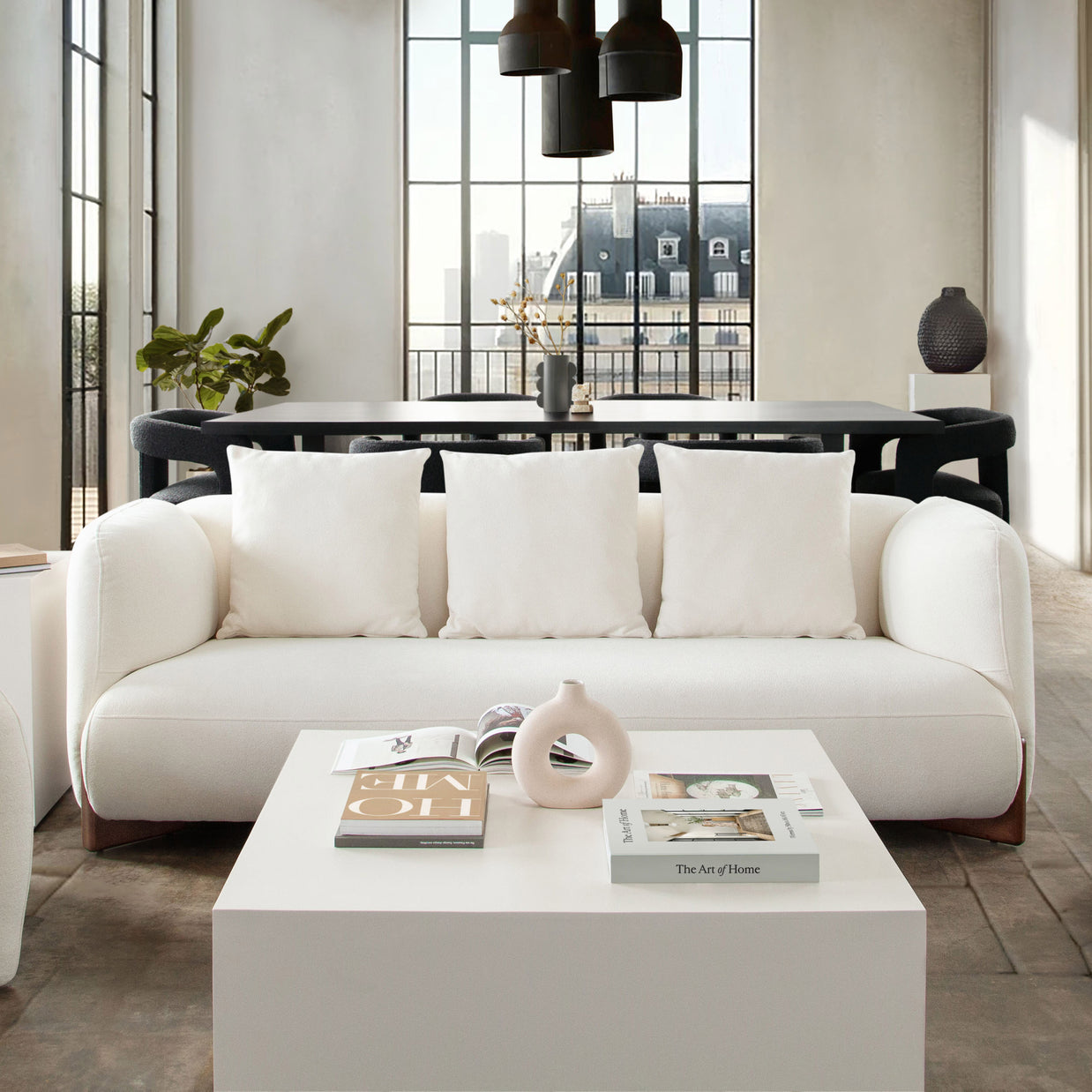 Modern Ivory Fabric Sofa