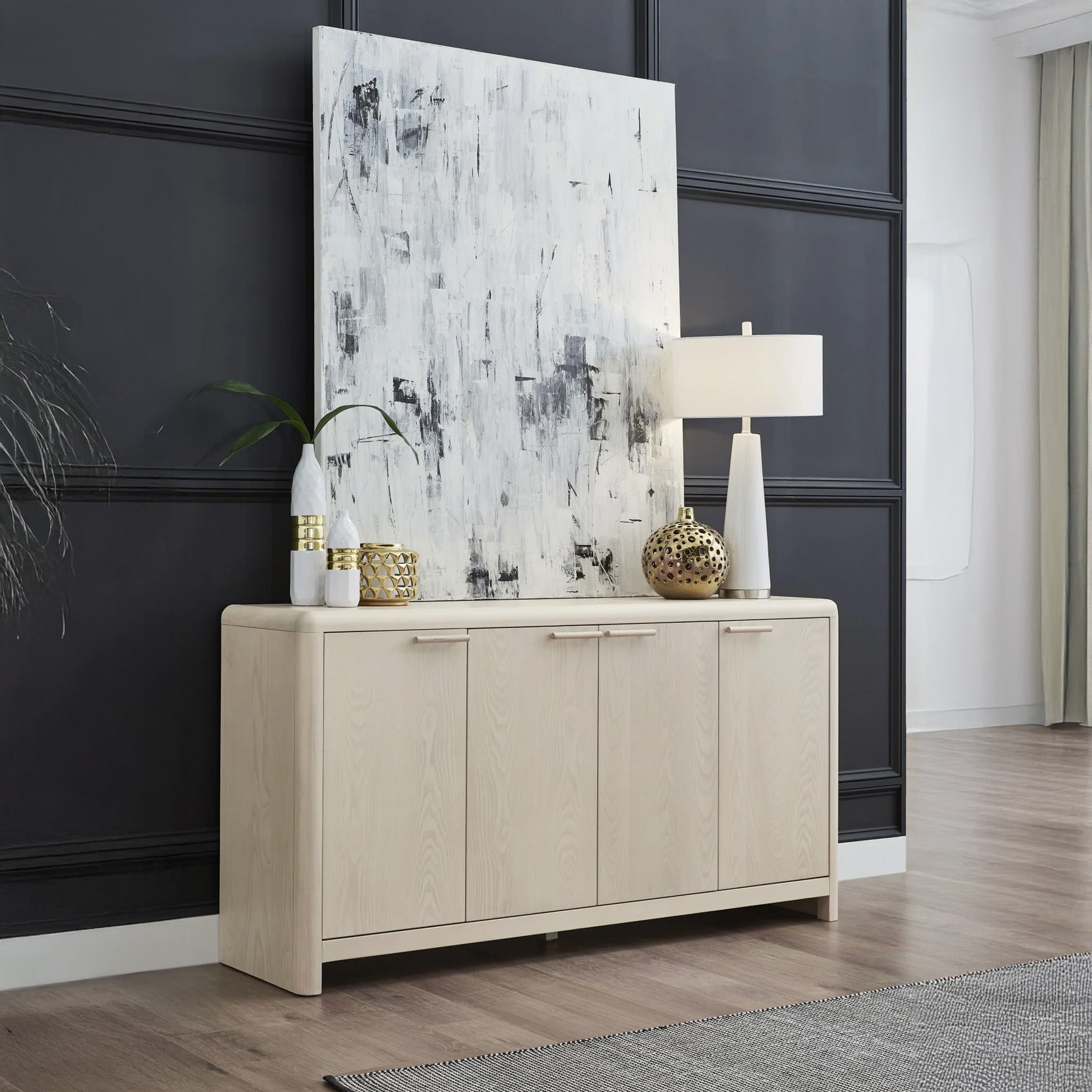 Organic Modern 4 Door Ash Wood Sideboard