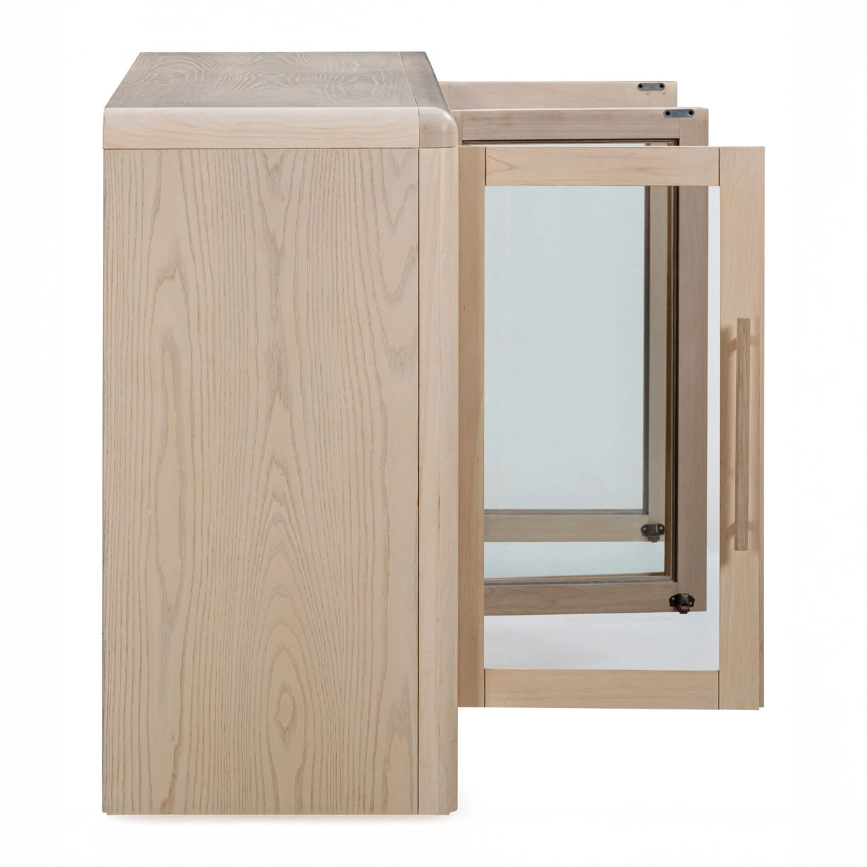 Modern Glass Door Ash Wood Sideboard
