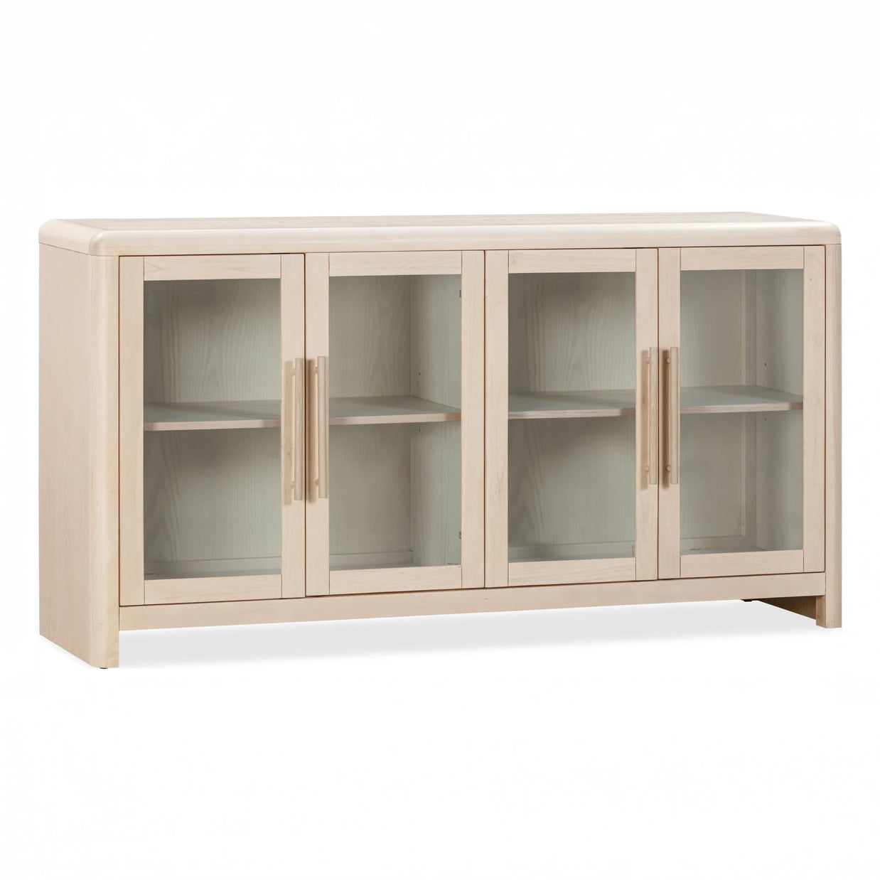 Modern Glass Door Ash Wood Sideboard