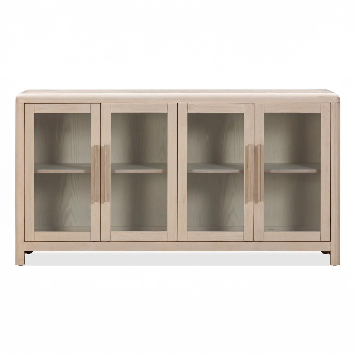 Modern Glass Door Ash Wood Sideboard