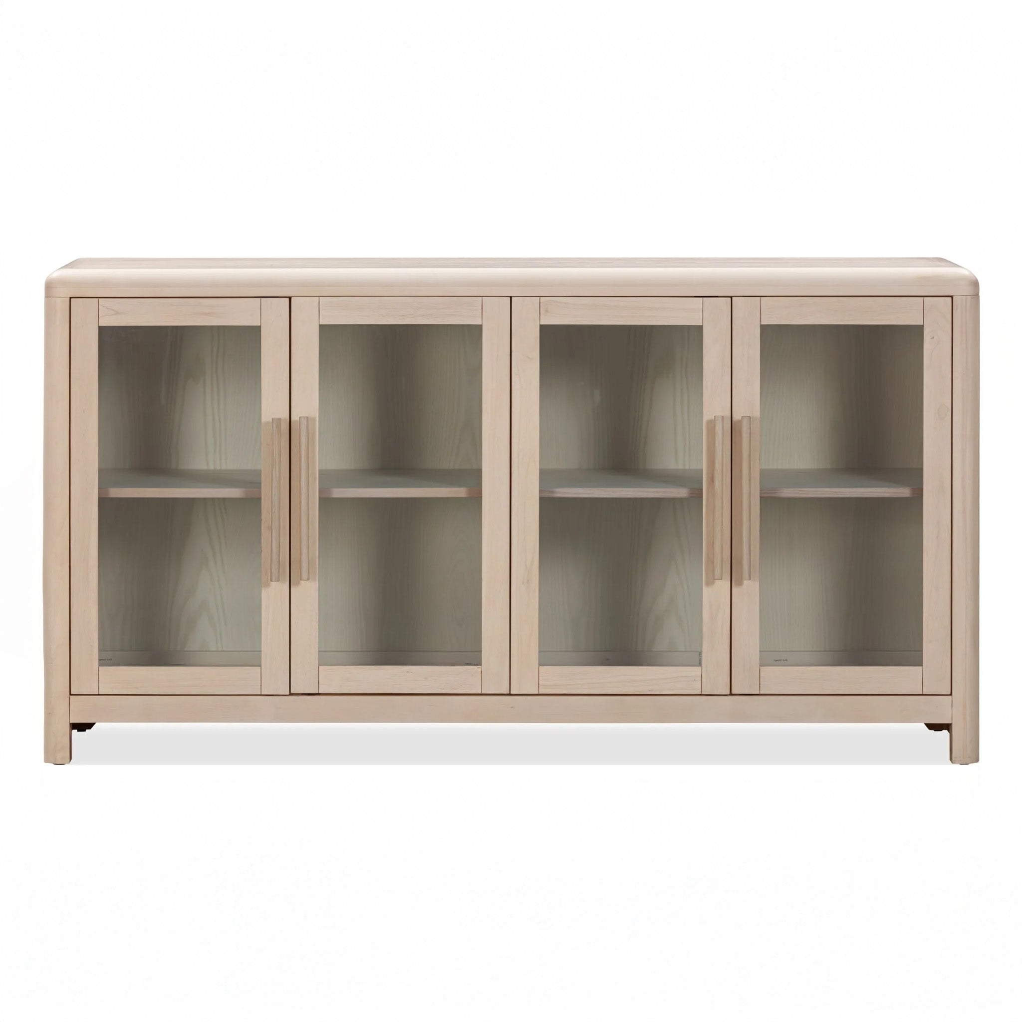 Modern Glass Door Ash Wood Sideboard