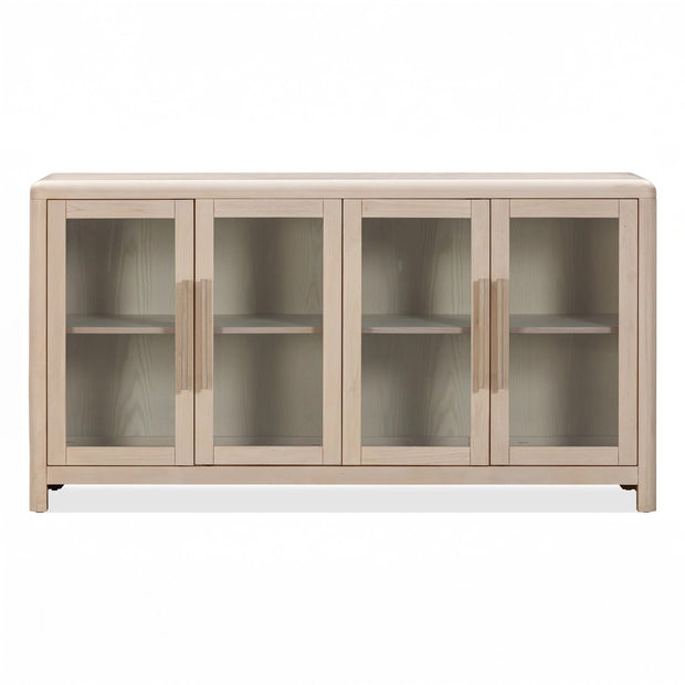 Modern Glass Door Ash Wood Sideboard