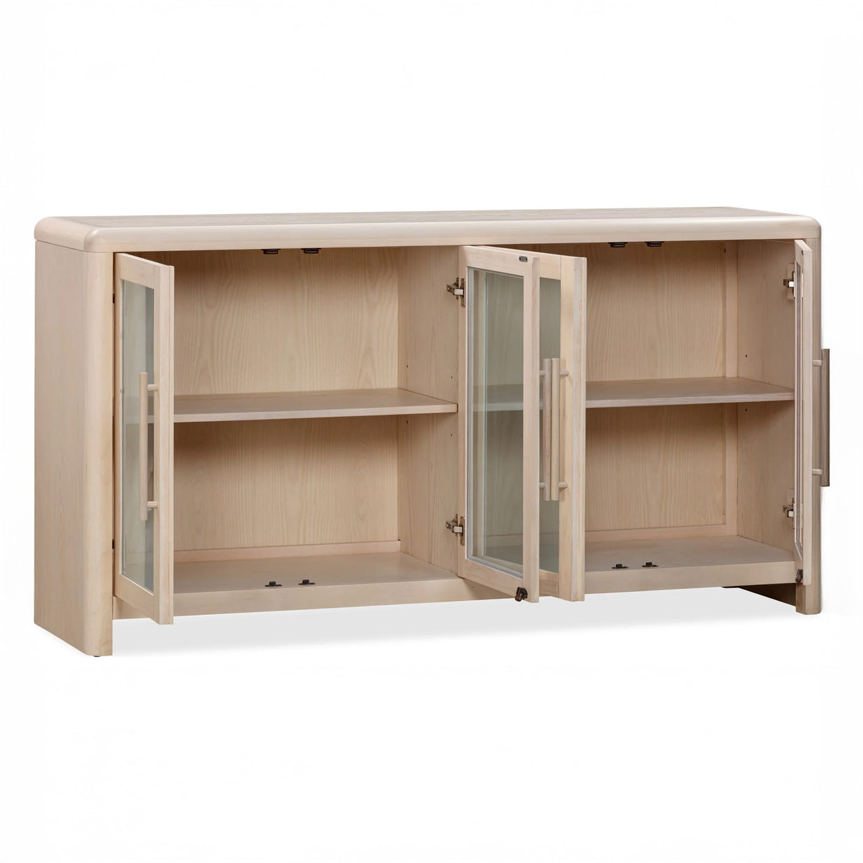 Modern Glass Door Ash Wood Sideboard