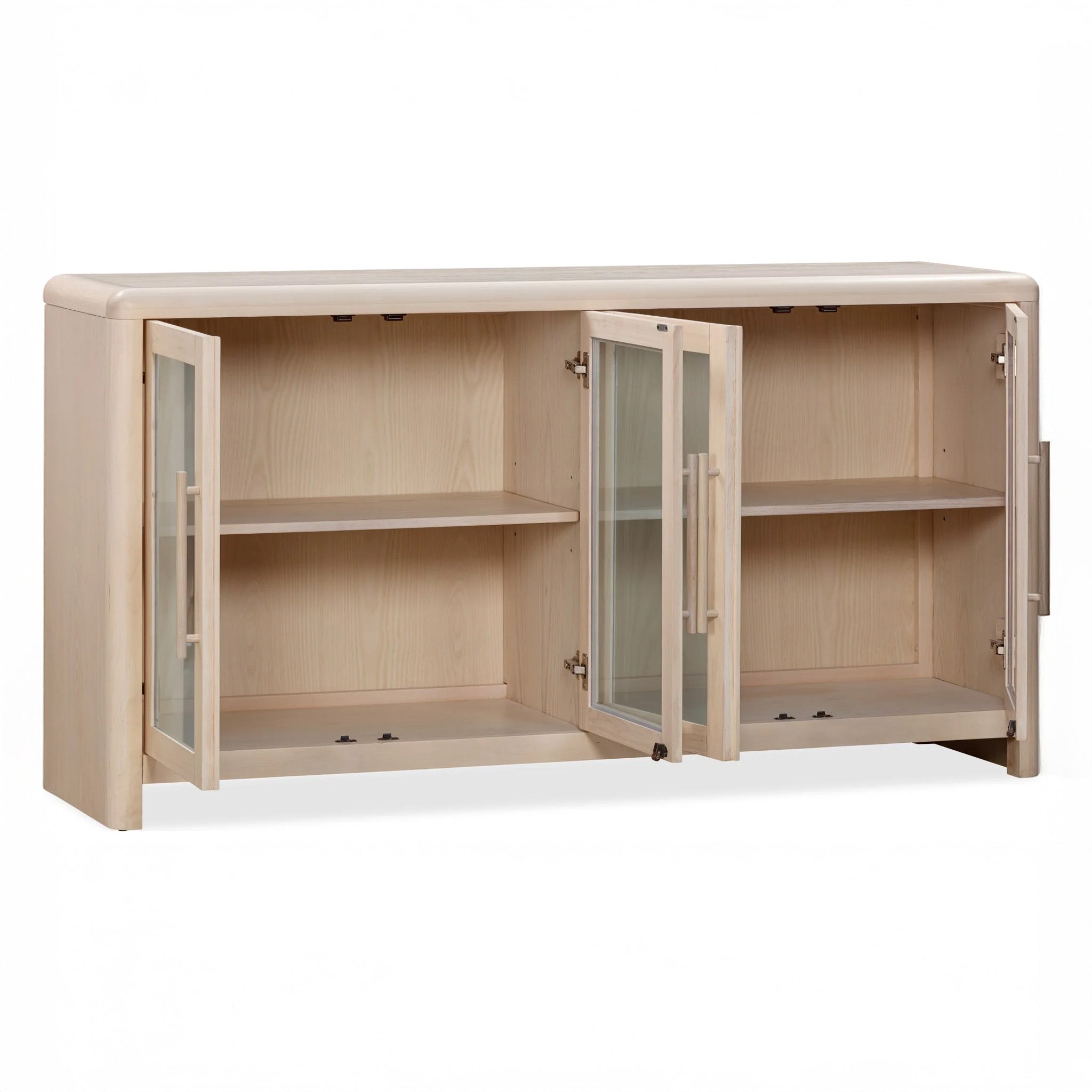 Modern Glass Door Ash Wood Sideboard