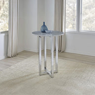 Round Bar Table In Glass or Carrara Marble Top