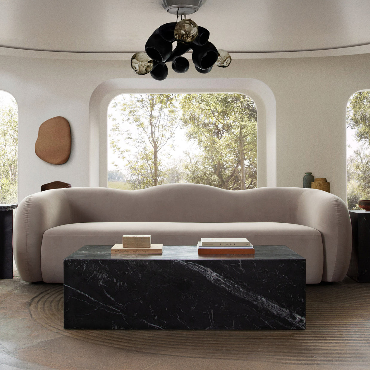 Winter Mink Performance Velvet Sculptural Sofa