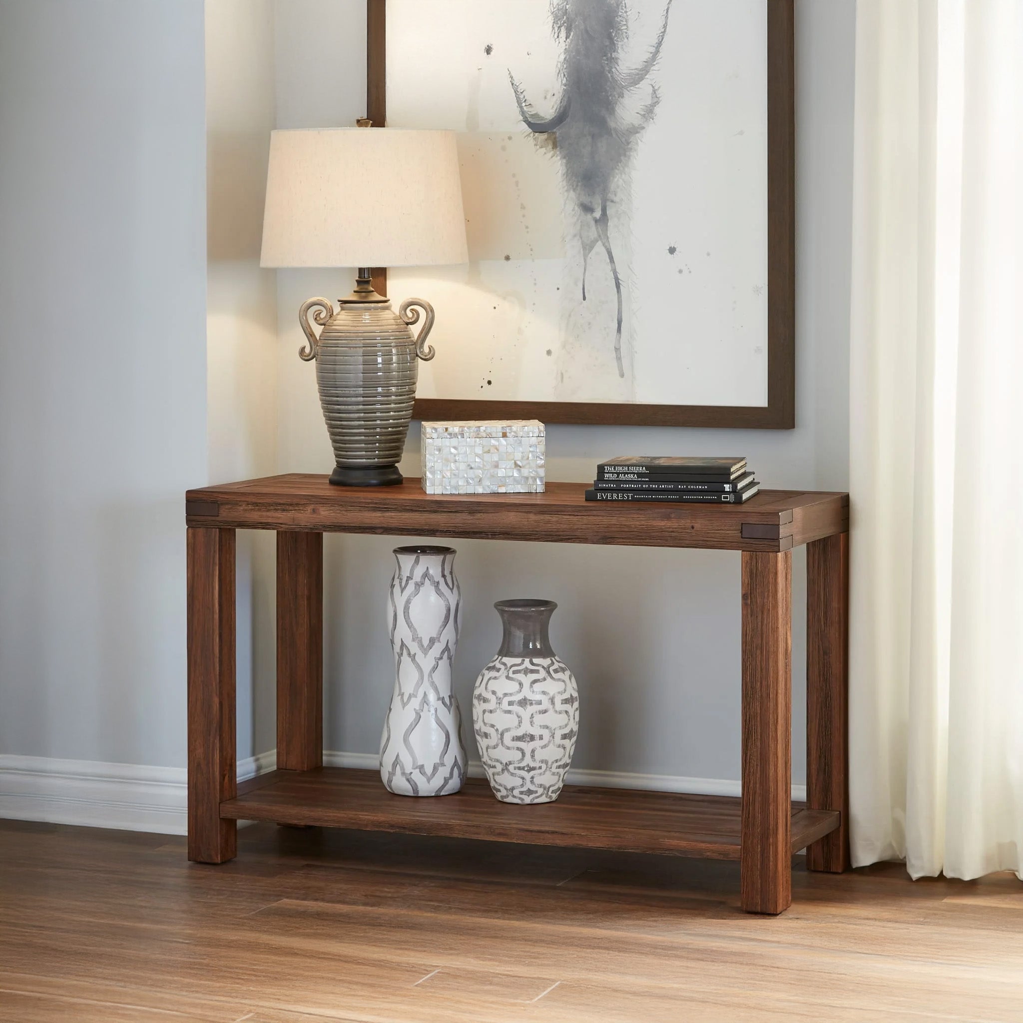 Solid Wood Console Table In Brick Brown or Graphite