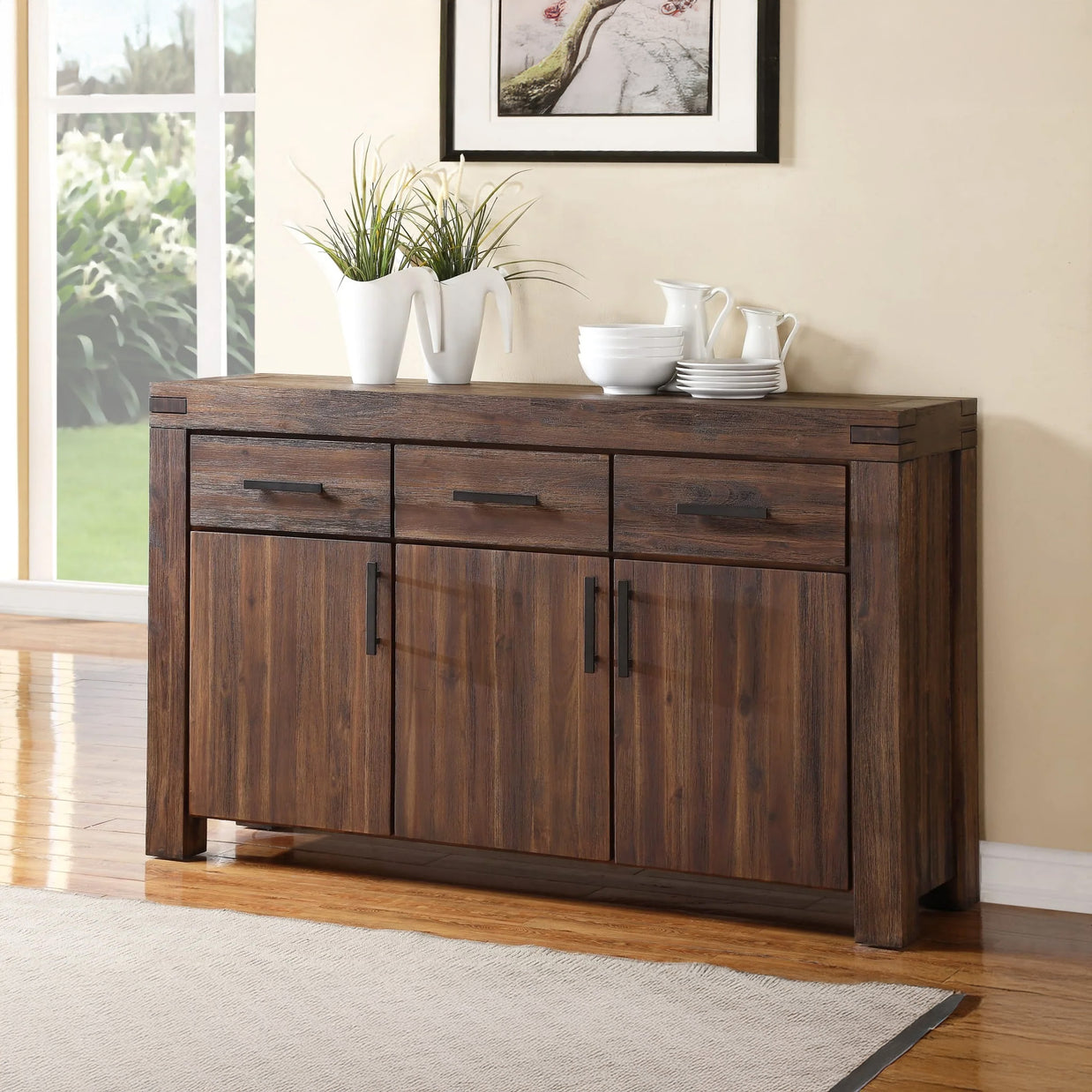 Rustic Solid Acacia Wood Sideboard