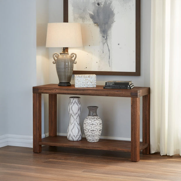 Distressed Brick Brown Finish with Storage Shelf