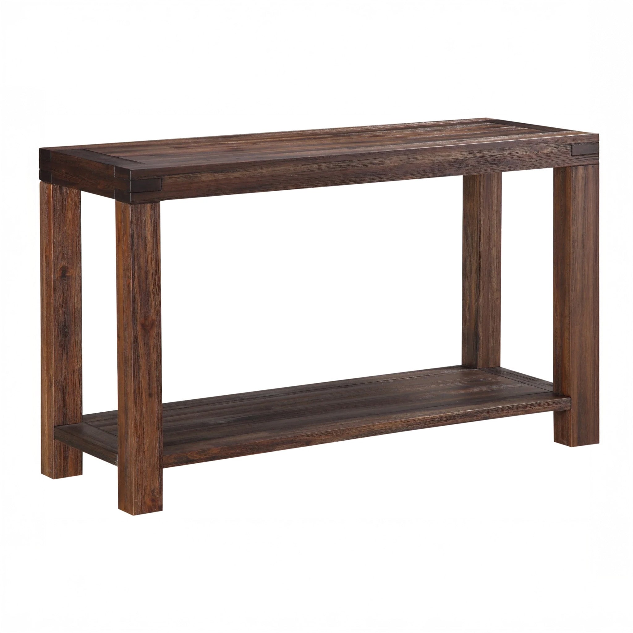 Distressed Brick Brown Finish with Storage Shelf