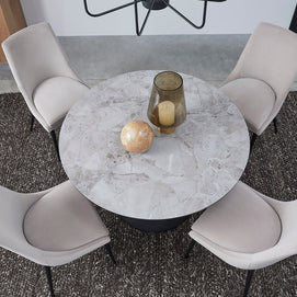 Mid-Century Modern Metal & Stone-Top 5-PC Dining Set