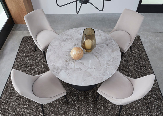 Mid-Century Modern Metal & Stone-Top 5-PC Dining Set