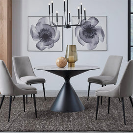 Mid-Century Modern Metal & Stone-Top 5-PC Dining Set