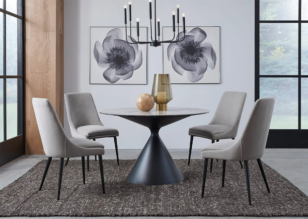 Mid-Century Modern Metal & Stone-Top 5-PC Dining Set