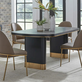 Modern Oval Black and Gold Dining Set