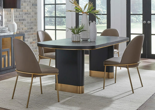 Modern Oval Black and Gold Dining Set