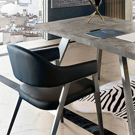 Modern Upholstered & Metal Base Dining Chair (set of 2)
