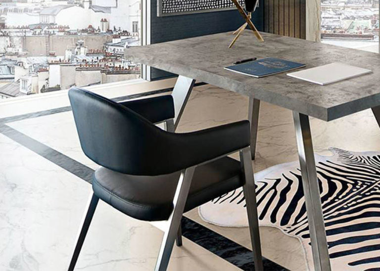 Modern Upholstered & Metal Base Dining Chair (set of 2)