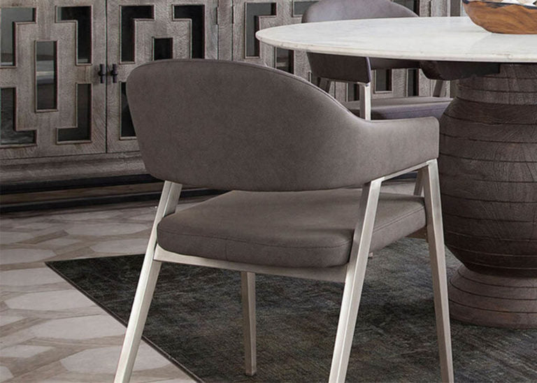 Modern Upholstered & Metal Base Dining Chair (set of 2)
