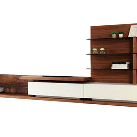 Modern Walnut & White TV Unit