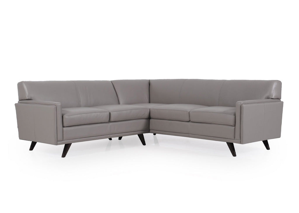 Gray Top-Grain Italian Leather Sectional