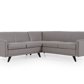 Gray Top-Grain Italian Leather Sectional
