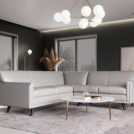 Gray Top-Grain Italian Leather Sectional