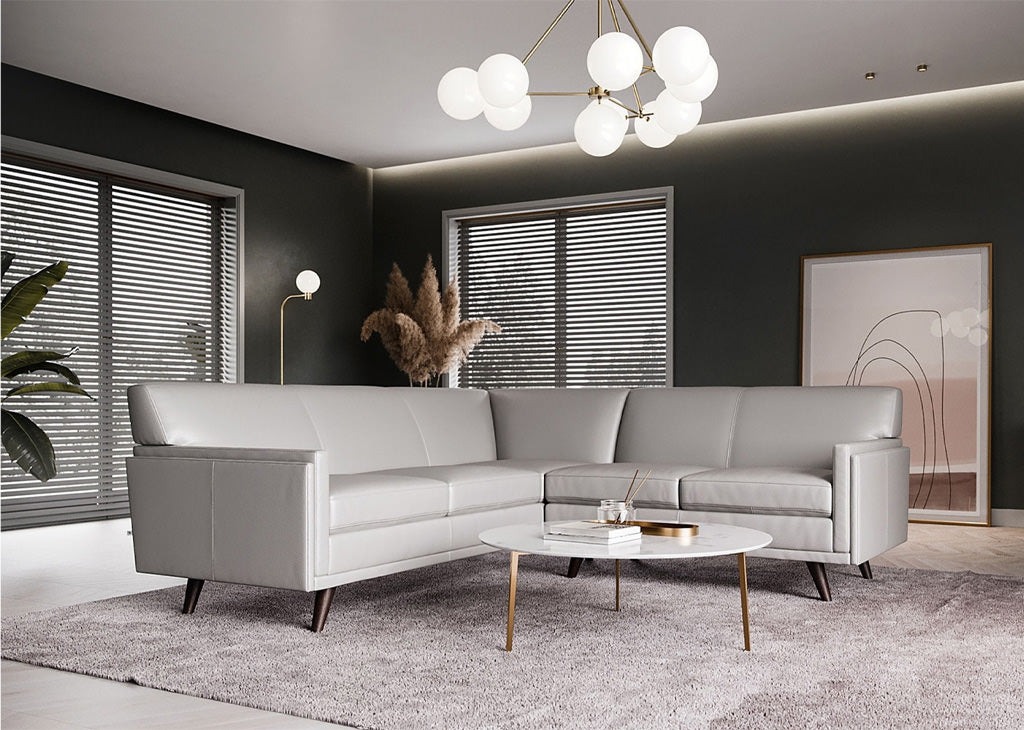 Gray Top-Grain Italian Leather Sectional