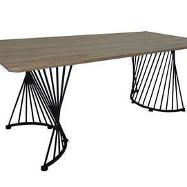 Natural Oak & Metal Dining Table