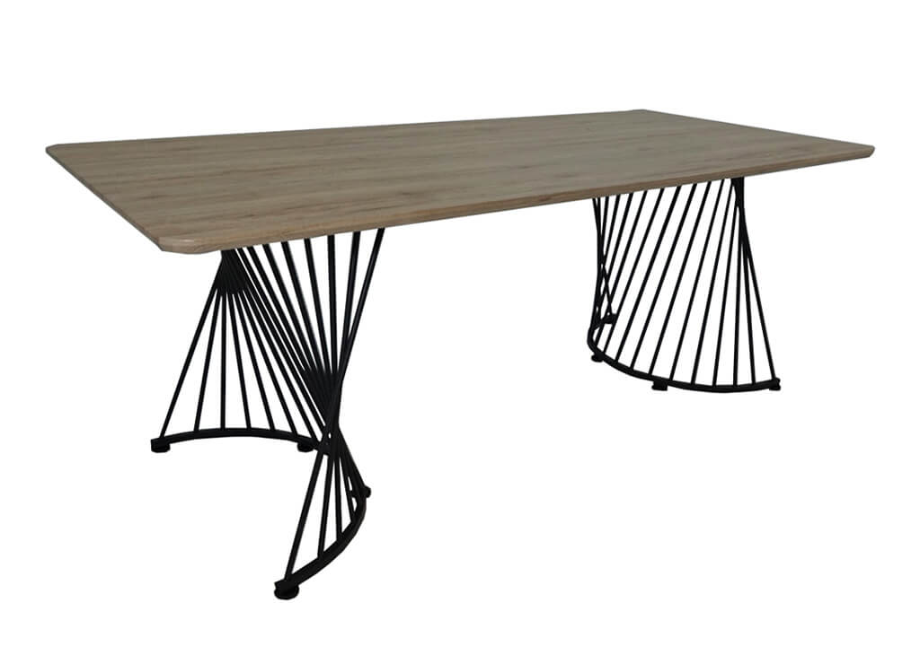 Natural Oak & Metal Dining Table