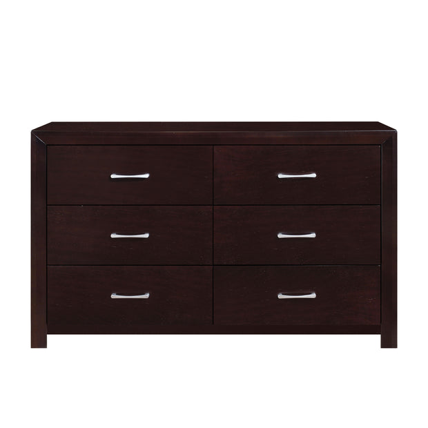 Modern 6-Drawer Dresser in Espresso Finish