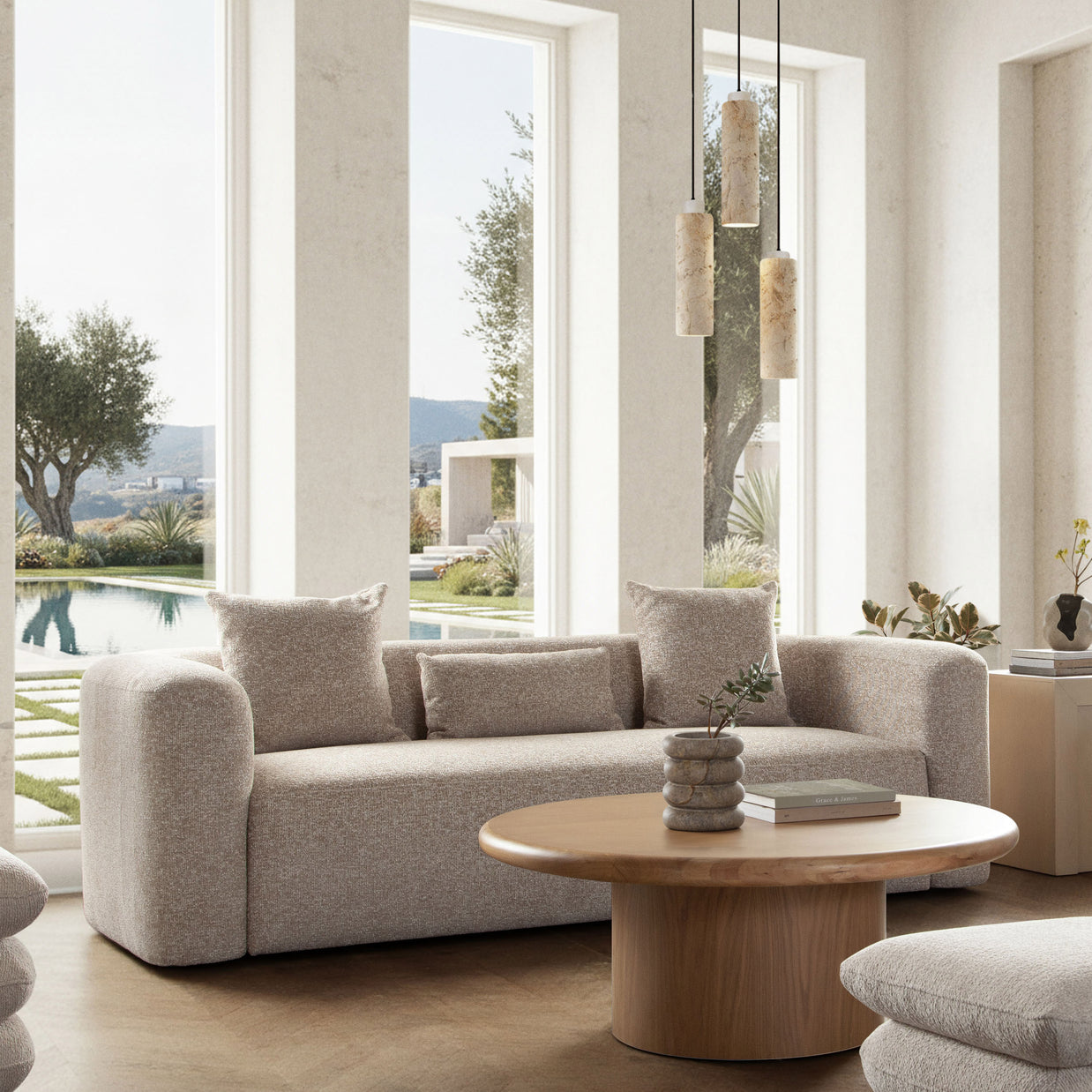 Modern Wheat Upholstered Sofa