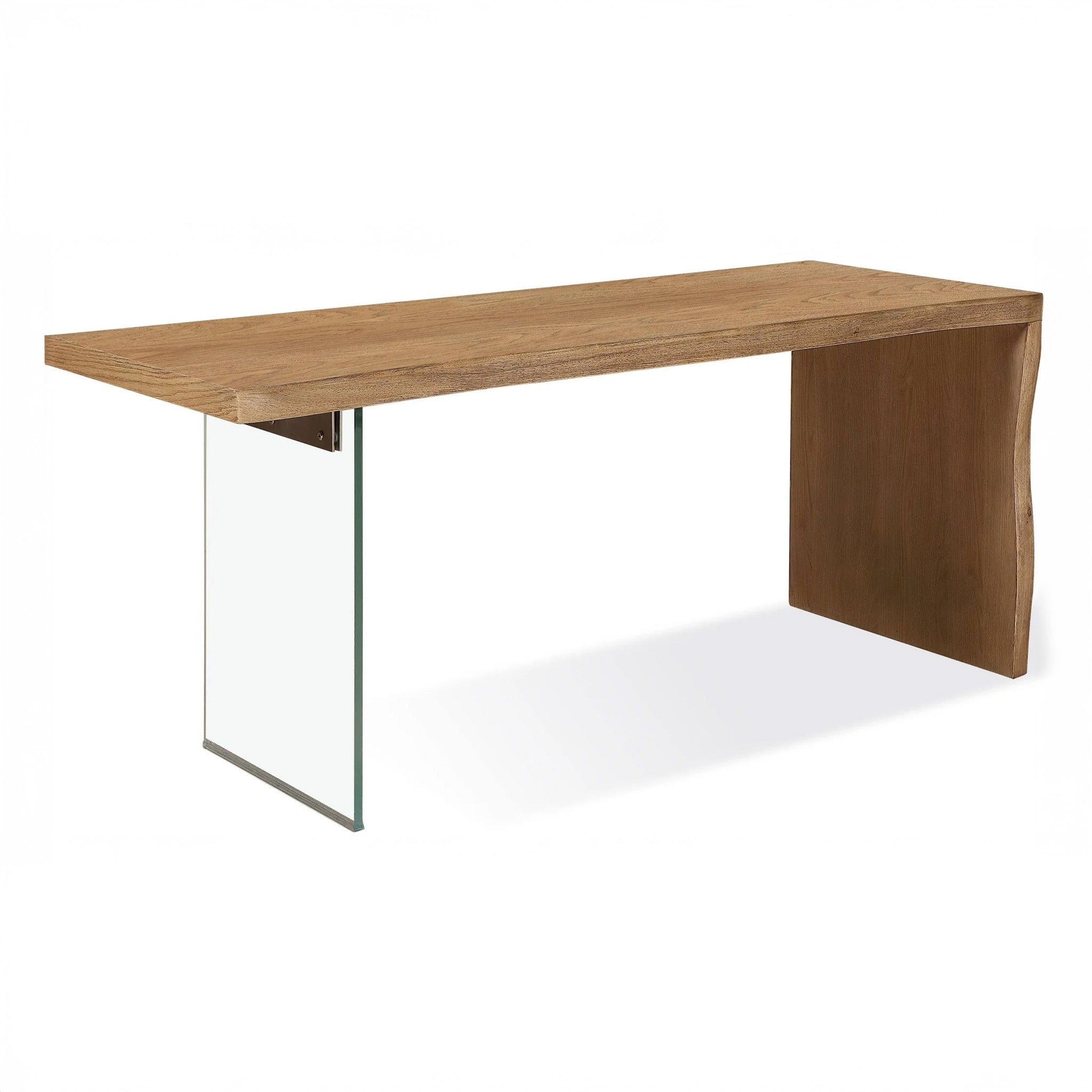 Modern Coastal Writing Desk in White Oak & Glass
