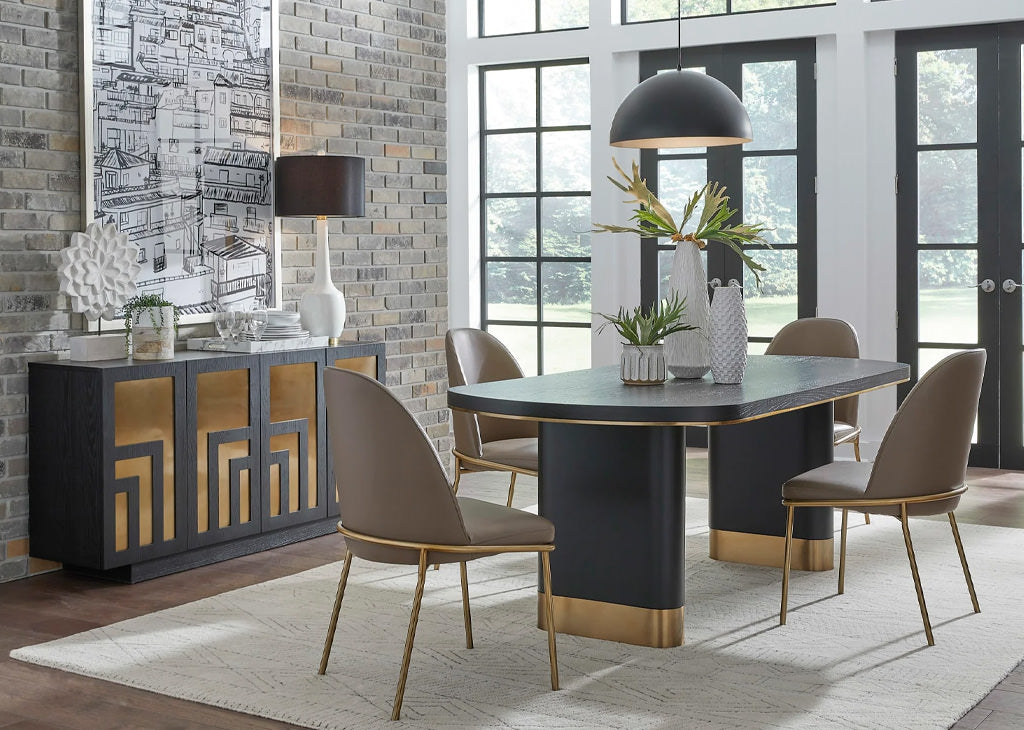 Oval Black and Gold Dining Table