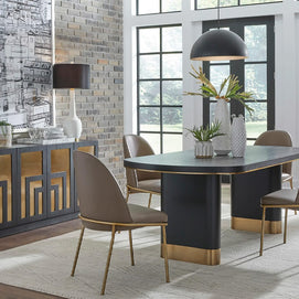 Oval Black and Gold Dining Table