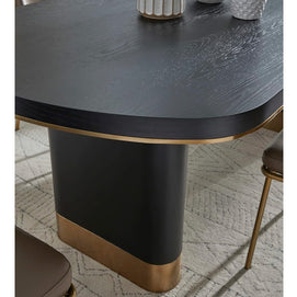 Modern Oval Black and Gold Dining Set
