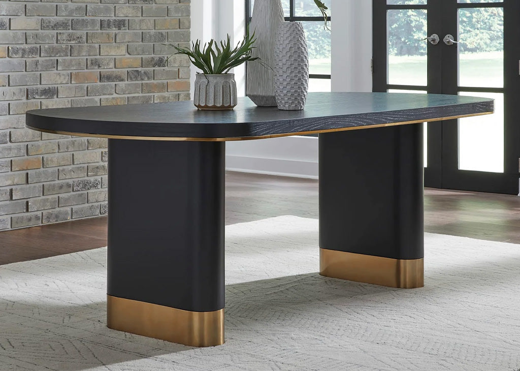Oval Black and Gold Dining Table