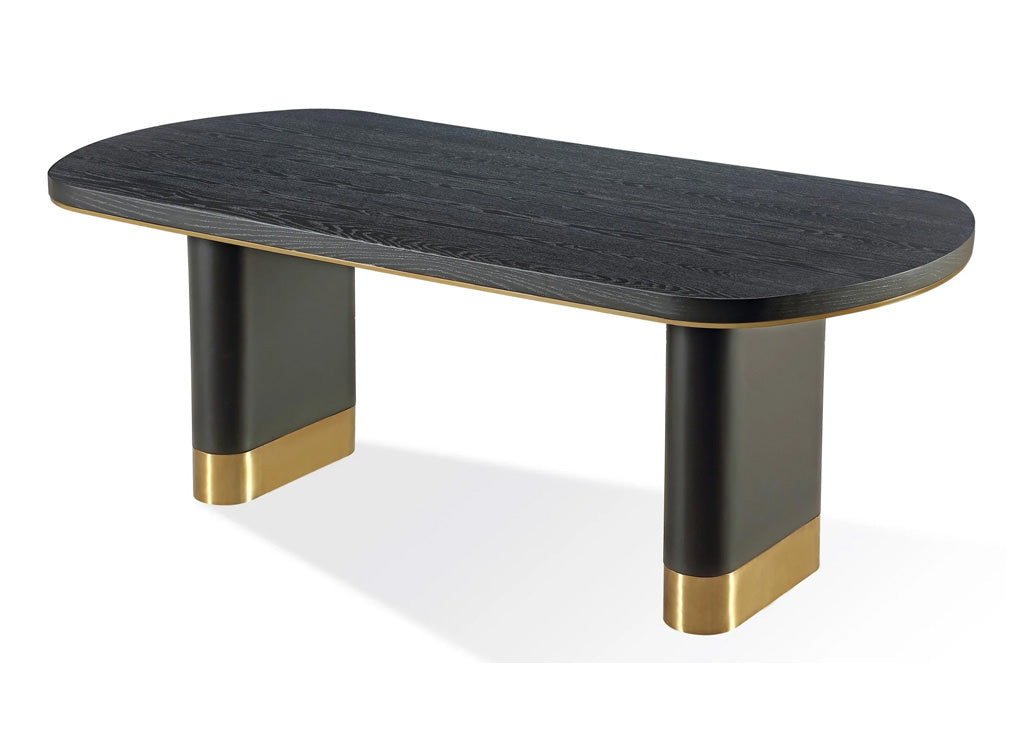 Modern Oval Black and Gold Dining Set