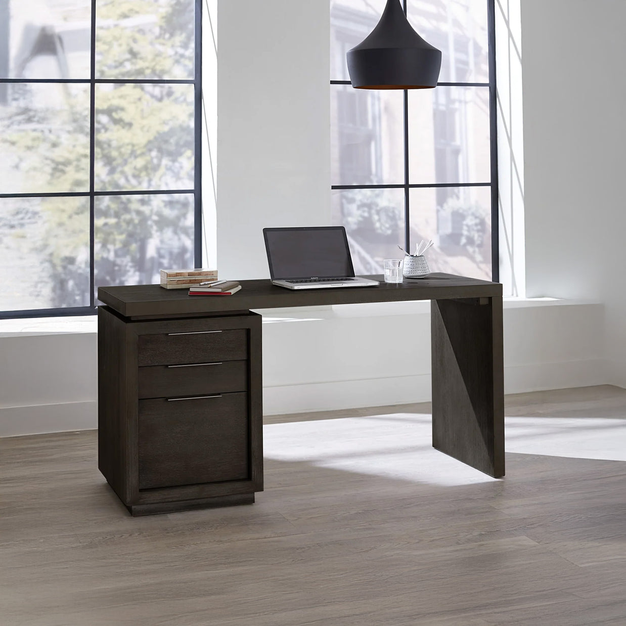 Single Pedestal Executive Desk in Solid Acacia