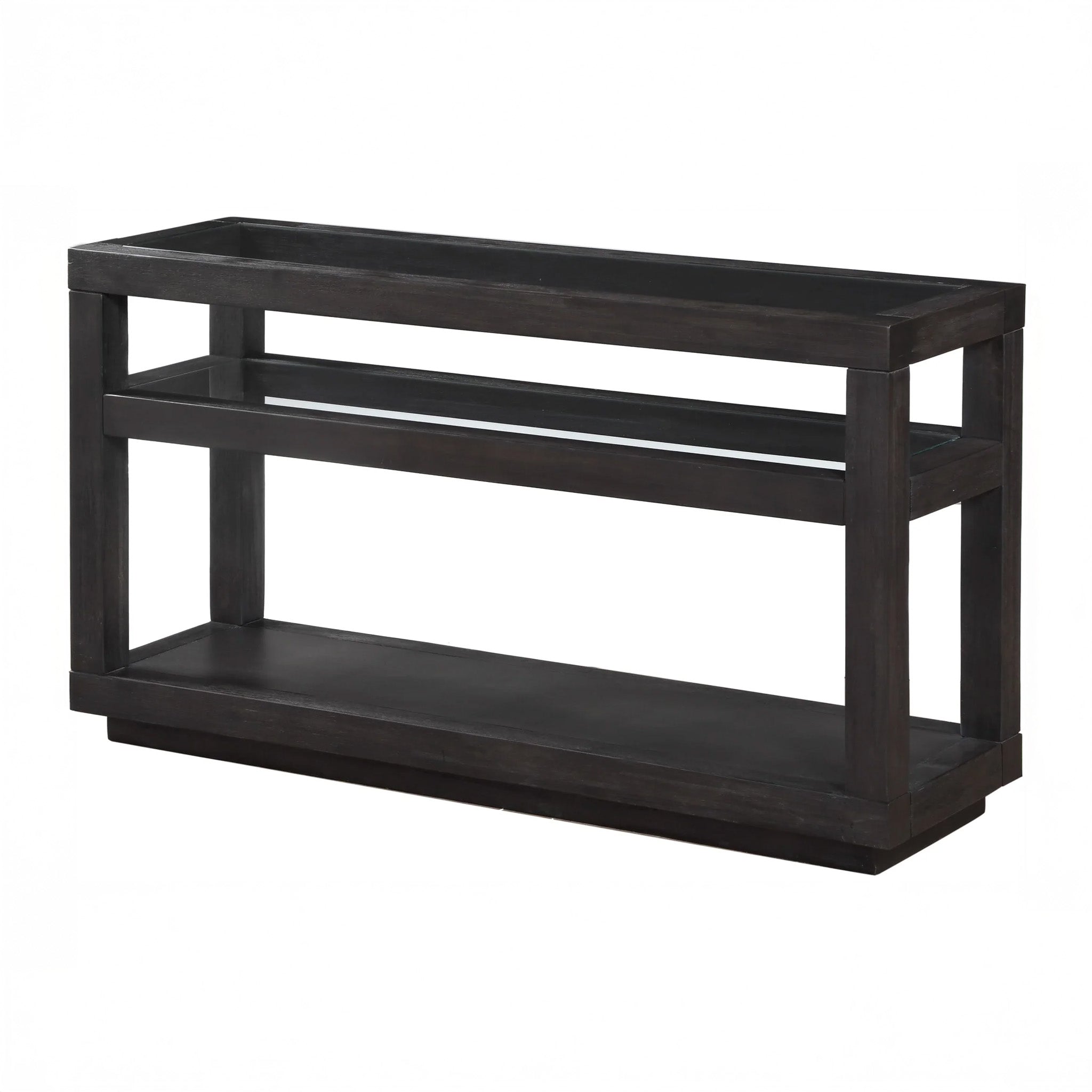 Solid Acacia Wood Modern Glass Console Table