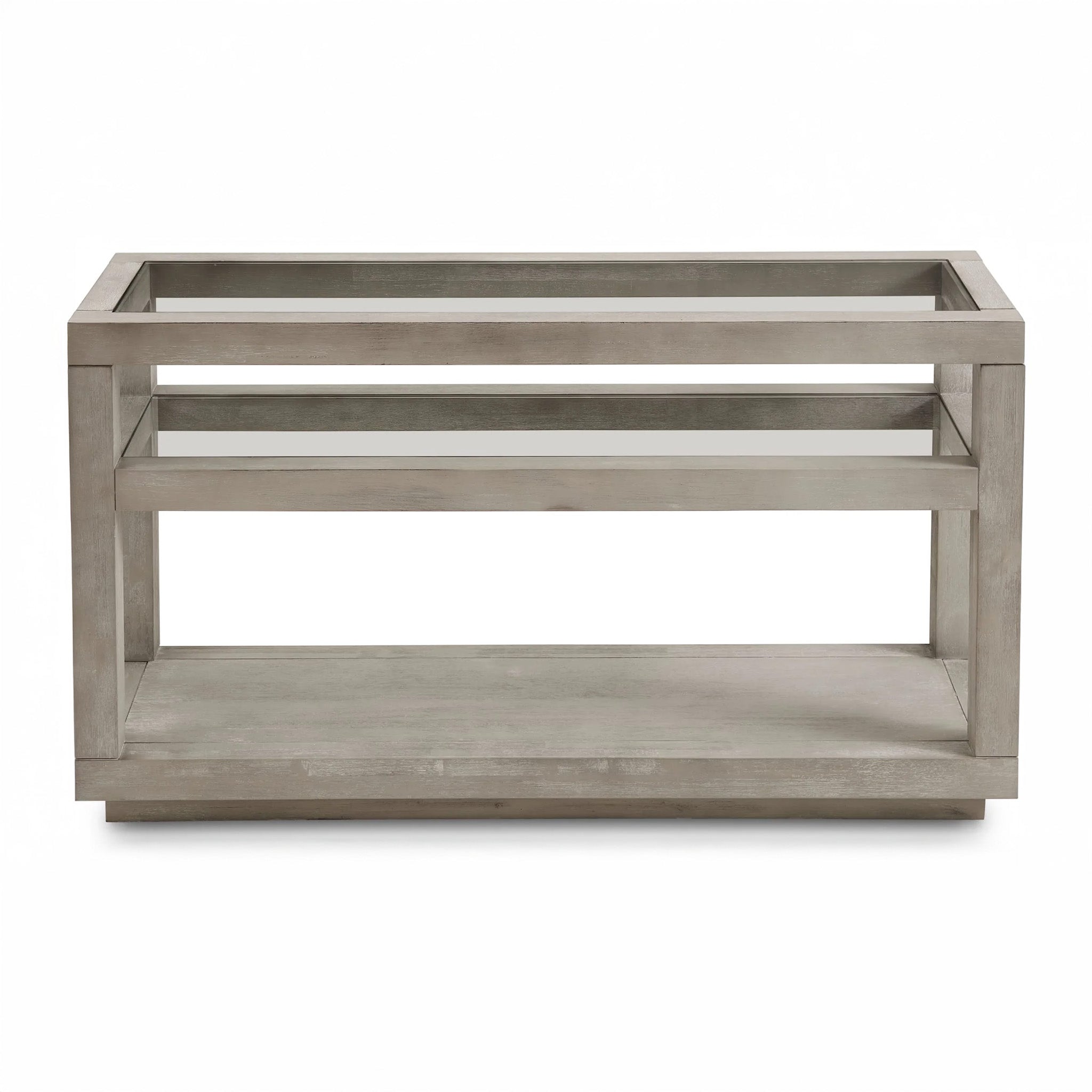 Solid Acacia Wood Modern Glass Console Table