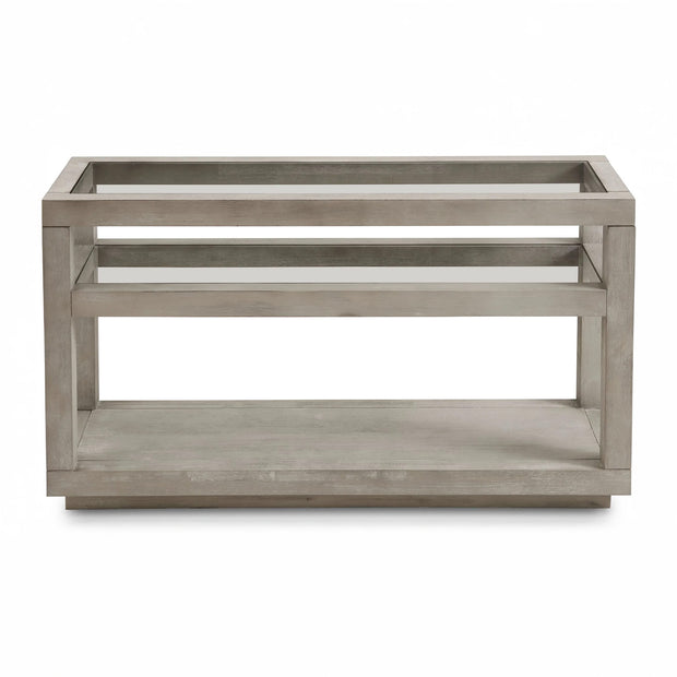 Solid Acacia Wood Modern Glass Console Table