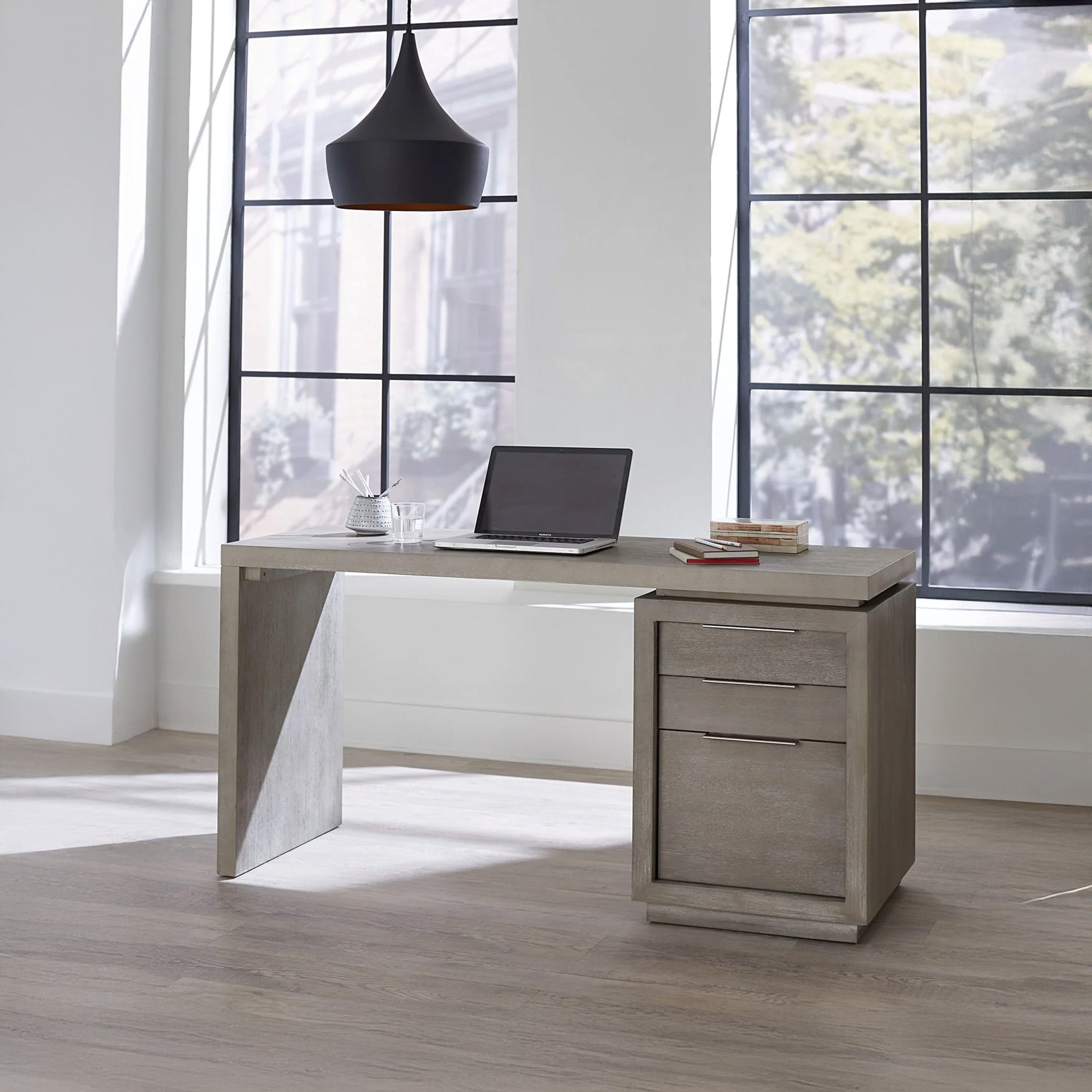 Single Pedestal Executive Desk in Solid Acacia